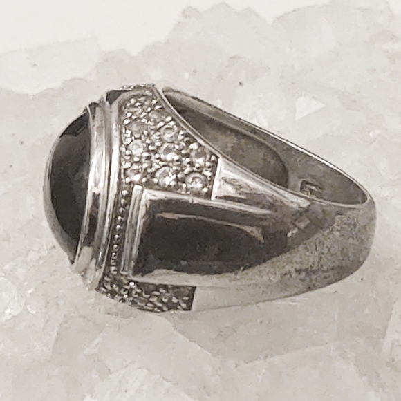 ISO Info- Onyx & Diamond Sterling Silver Ring-9.25 - Picture 5 of 13
